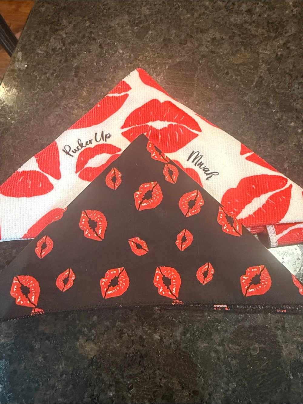 Source Unknown Reversible Lip Print hand towel and handkerchief